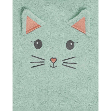 Cape de bain Misty le Chat Menthe - Broderie Magda